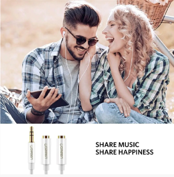 Кабель UGREEN AV123 3.5мм Stereo Audio Splitter 20см White (10780) · 2