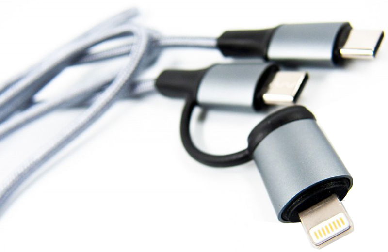 Кабель DENGOS Type-C TypeC/Lightning 2 в 1 1 м Gray (NTK-TC-TCL-GREY) · 2