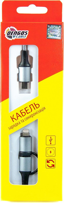 Кабель DENGOS Type-C TypeC/Lightning 2 в 1 1 м Gray (NTK-TC-TCL-GREY) · 4