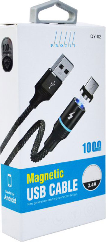 Кабель PROFIT QY-82 Magnetic Micro USB 1m 2.4A Black · 2