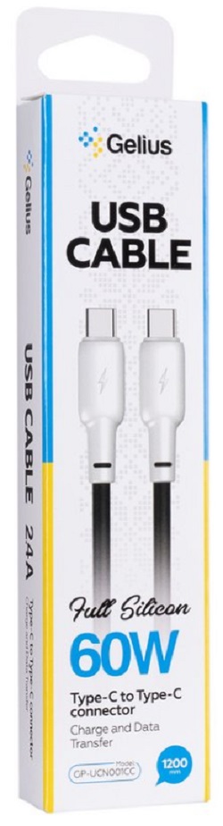 Кабель GELIUS Full Silicon GP-UCN001CC Type-C/Type-C 1.2м Black/White (92315) · 5