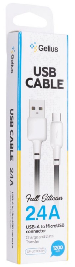 Кабель GELIUS Full Silicon GP-UCN001M MicroUSB 1.2м Black/White (92319) · 5