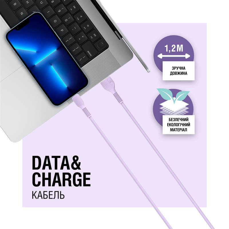 Кабель ACCLAB AL-CBCOLOR-L1PP USB to Lightning 1.2 м Violet (1283126518218) · 3