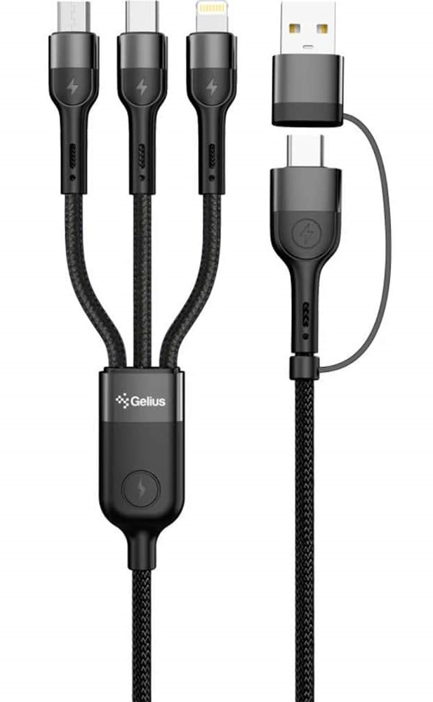 Кабель GELIUS Multimate GP-UCN006 4in1 1.2м (60W) Black (98306)