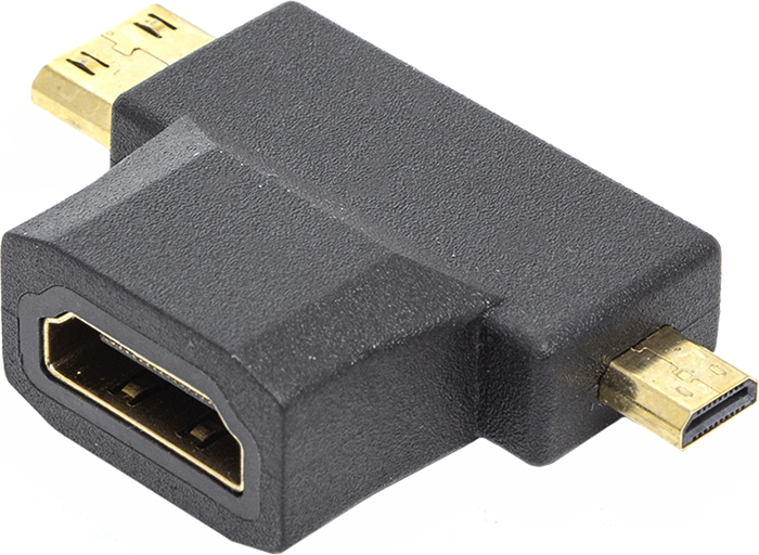 Перехідник POWERPLANT HDMI (F)/mini HDMI (M)/micro HDMI (M) (CA912056) в Києві
