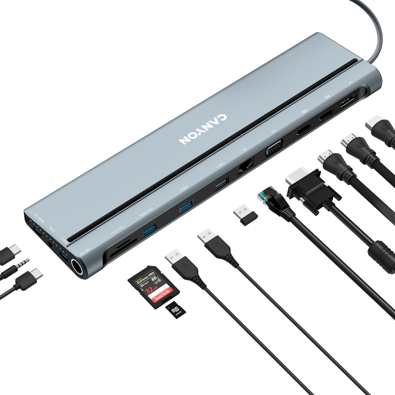 USB-xaб 14в1 CANYON DS-90 USB-C (CNS-HDS90) · 2