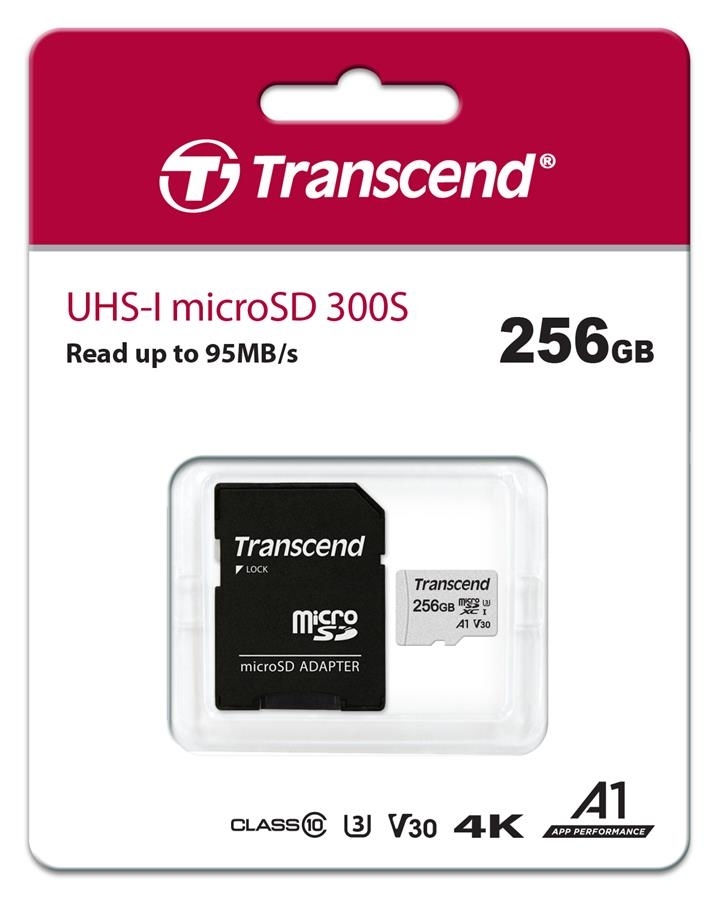 Карта памяти TRANSCEND microSDXC 256GB C10 UHS-I + SD (TS256GUSD300S-A) в Киеве