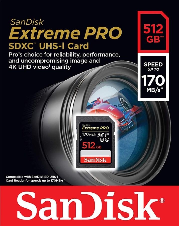 

Карта памяти SANDISK SDXC 512GB C10 UHS-I U3 Extreme Pro (SDSDXXY-512G-GN4IN)