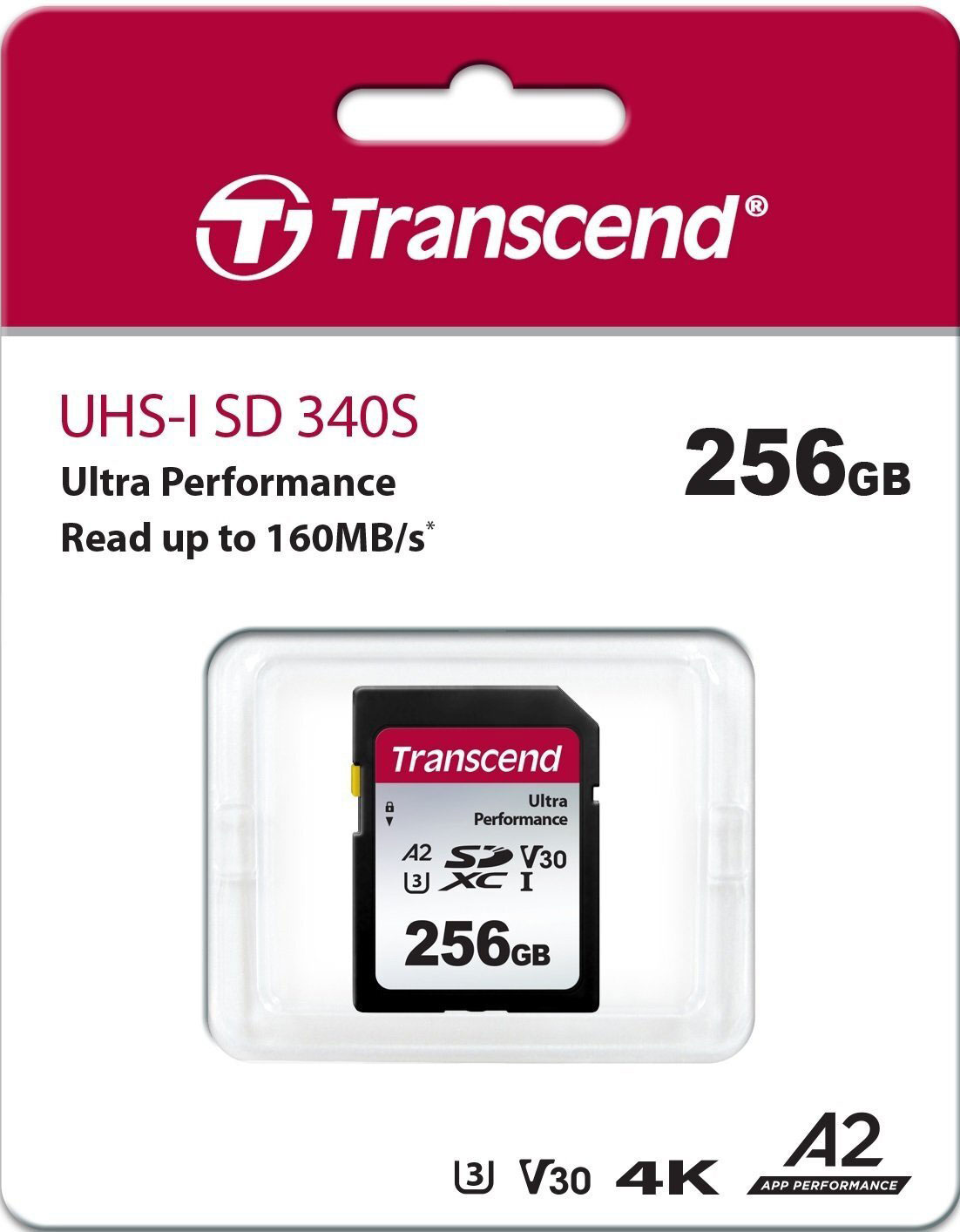 Карта пам'яті TRANSCEND 256GB SD Class 10 UHS-I U3 A2 (TS256GSDC340S) · 2