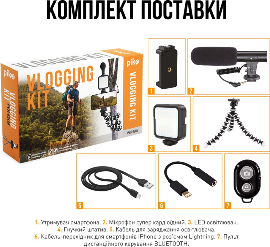Набір блогера PIKO Vlogging Kit PVK-03LM (1283126515101) · 2