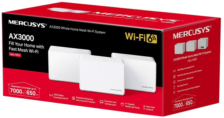 Маршрутизатор MERCUSYS Halo H80X (3-pack) (HALO-H80X-3-PACK) · 3