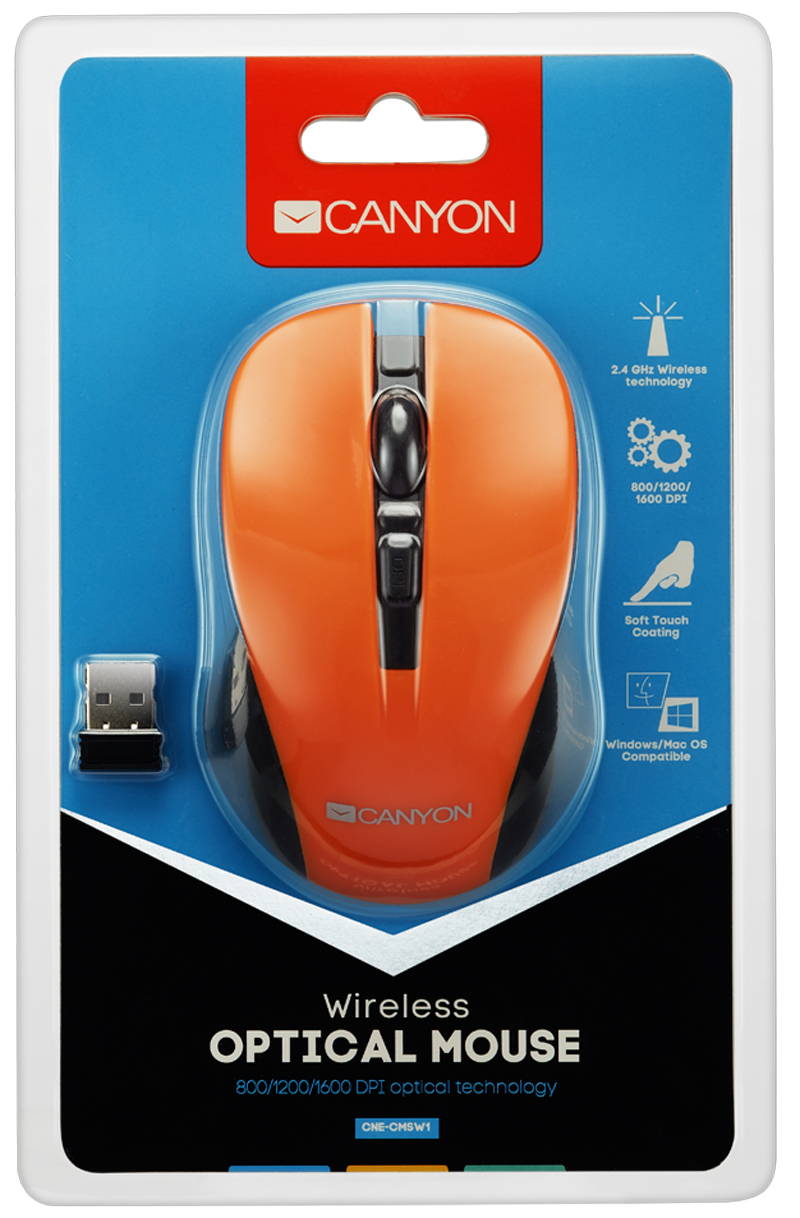 Миша CANYON MW-1 Wireless Orange (CNE-CMSW1O) · 3