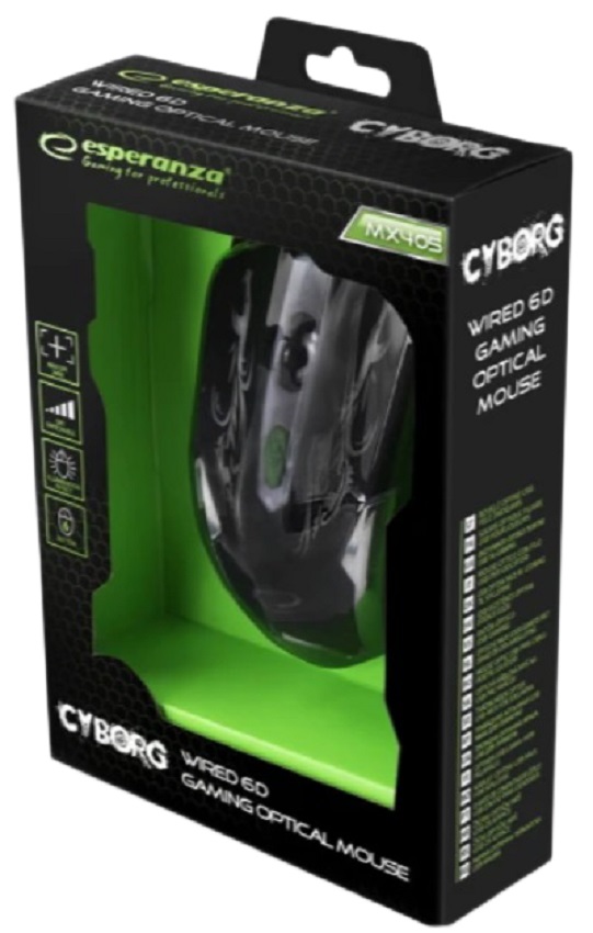 Ігрова миша ESPERANZA MX405 Cyborg USB Black/Green (EGM405) · 4