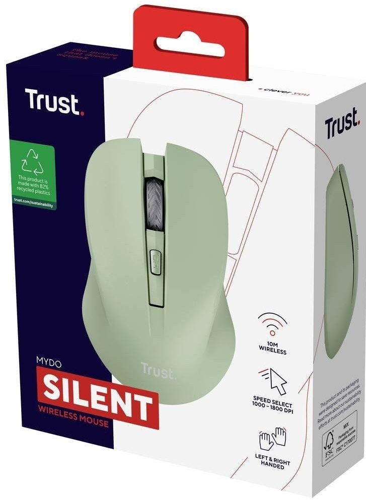 Миша TRUST Mydo Silent Click Wireless Green (25042) · 5