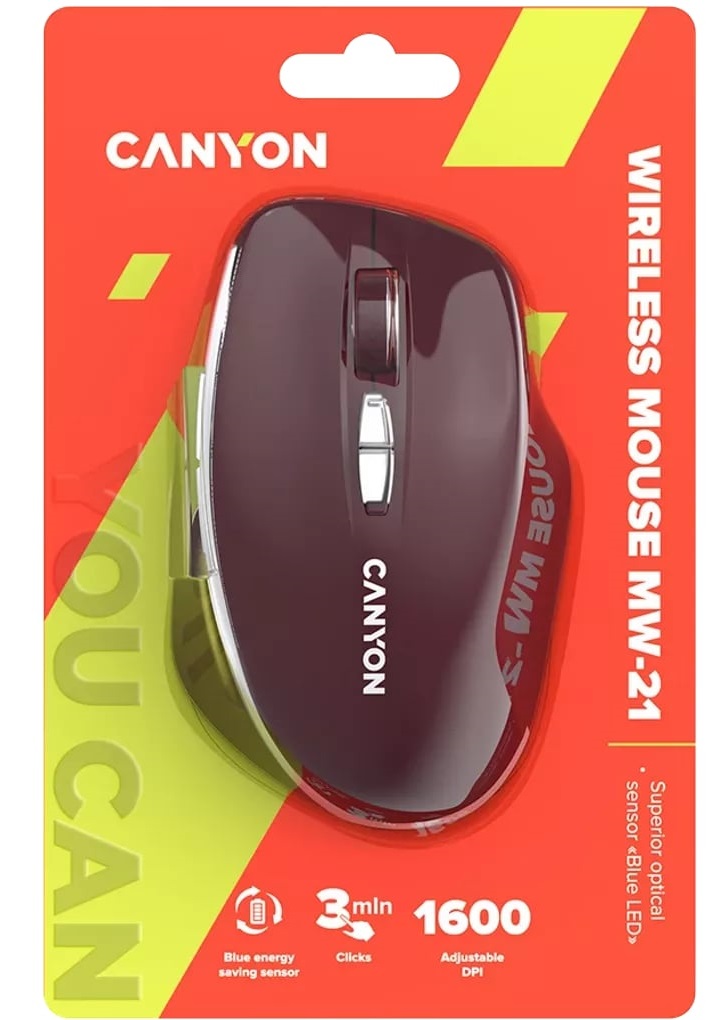 Миша CANYON MW-21 Blue LED Burgundy Red (CNS-CMSW21BR) · 6