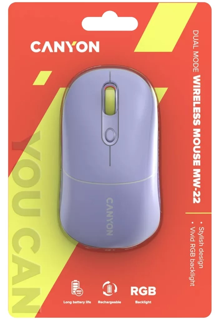 Миша CANYON MW-22 Dual Band RGB Lavender (CNS-CMSW22ML) · 6
