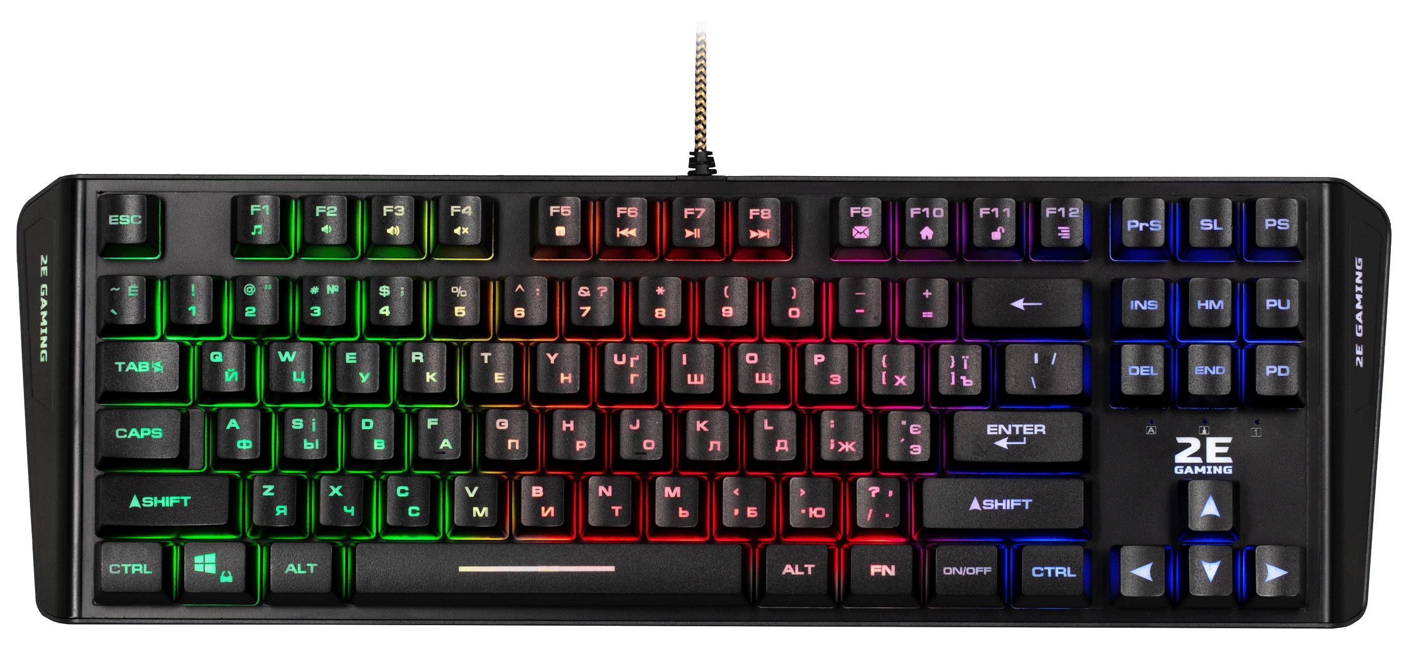 Клавіатура ігрова 2E GAMING KG355 LED 87key USB Black Ukr (2E-KG355UBK) в Києві