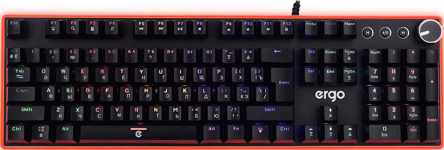 Игровая клавиатура ERGO KB-955 RGB Blue Switch USB Black в Киеве