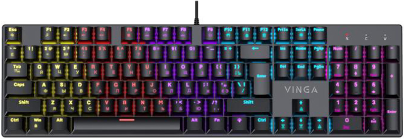Клавіатура VINGA KBGM-100 LED Blue Switch USB Black (KBGM-100 Black) в Києві