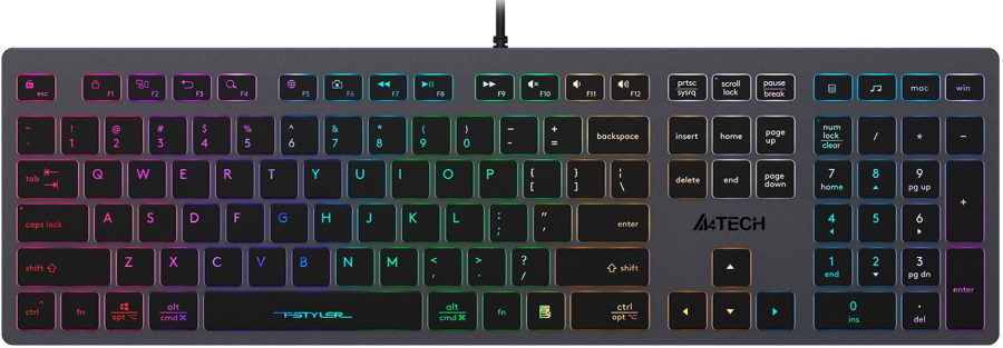 Клавіатура A4TECH Fstyler FX60H Neon Backlit USB Grey в Києві