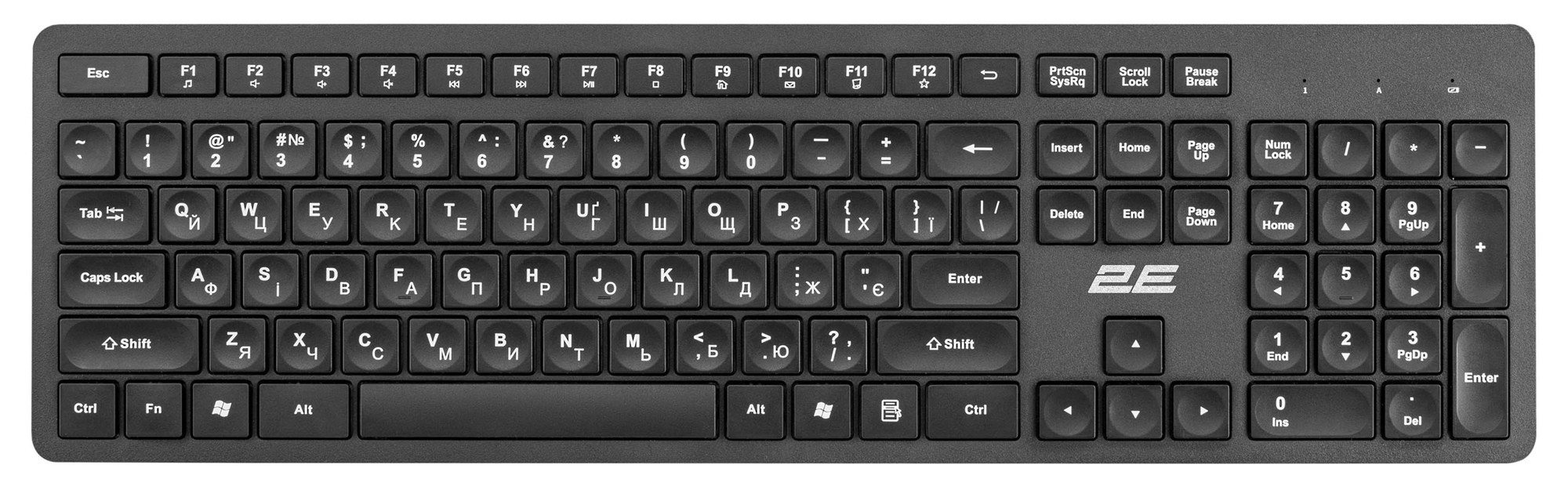 Клавіатура 2E KS260 WL EN/UKR Black (2E-KS260WB) в Києві