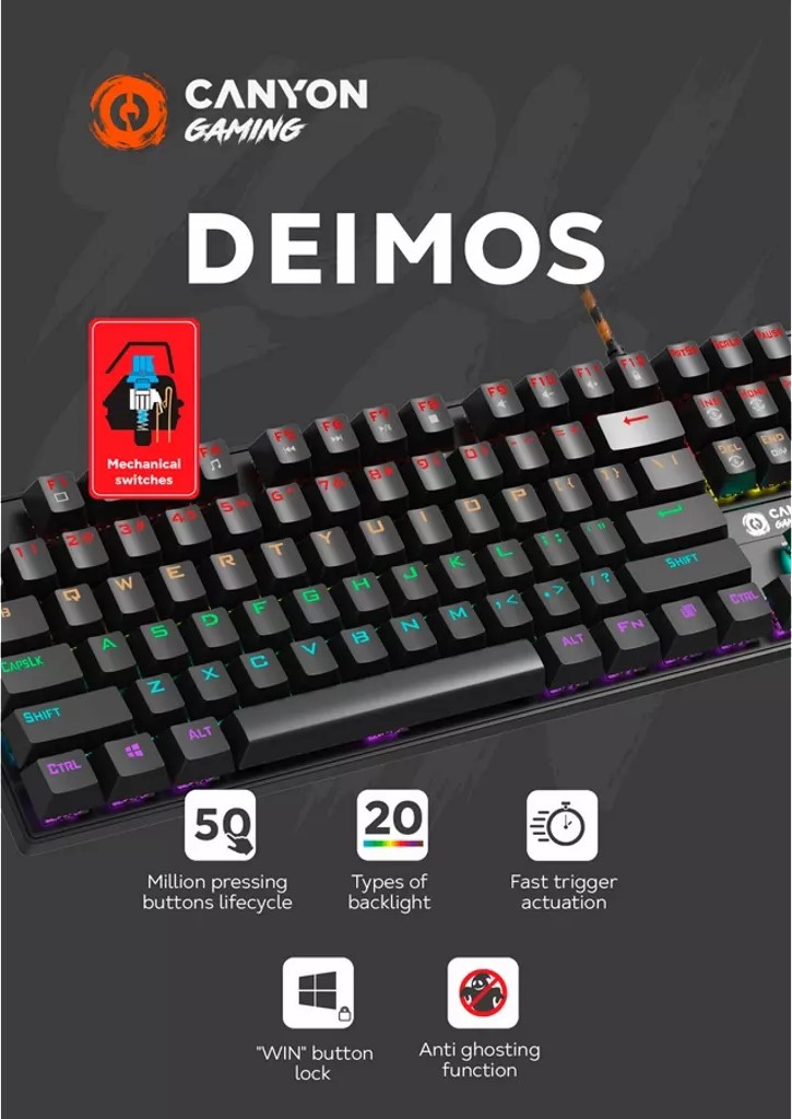 Ігрова клавіатура CANYON Deimos GK-4 Rainbow LED (CND-SKB4-US) · 3