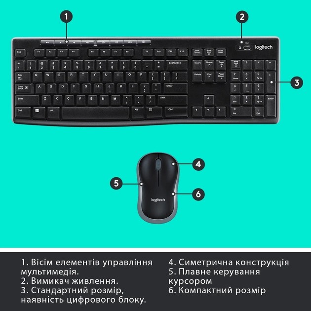 Комплект 2в1 LOGITECH MK270 UA Wireless (920-004508) · 6