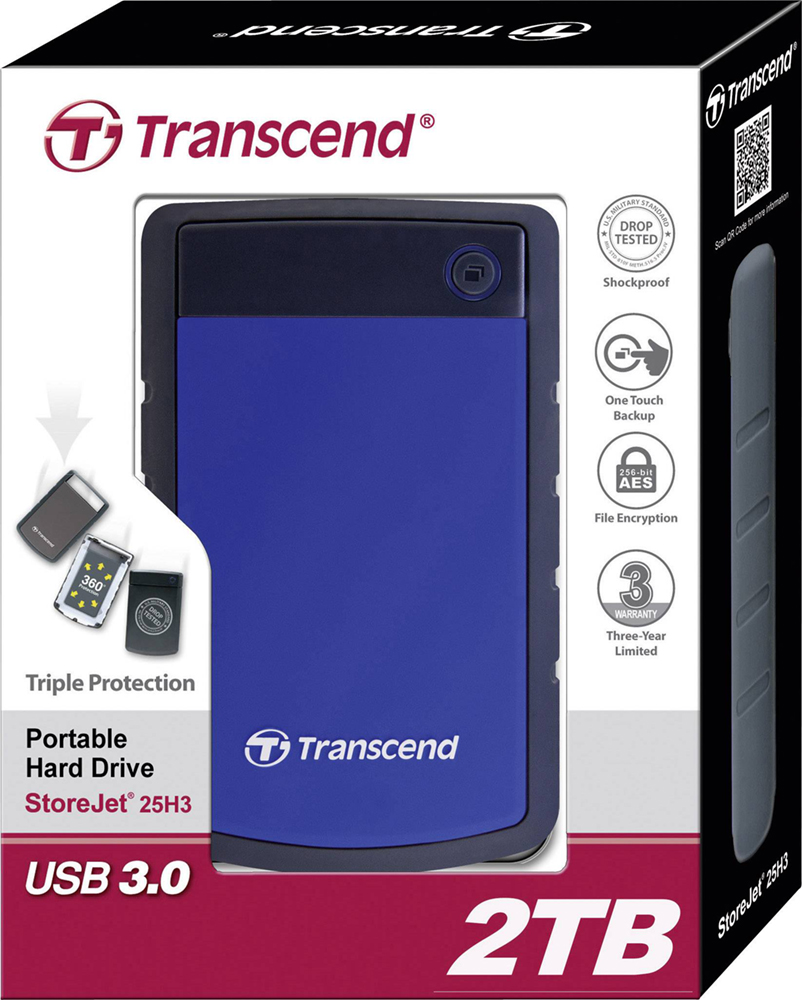 Зовнішній жорсткий диск 2.5" TRANSCEND StoreJet 25H3 2TB USB Blue (TS2TSJ25H3B) · 6