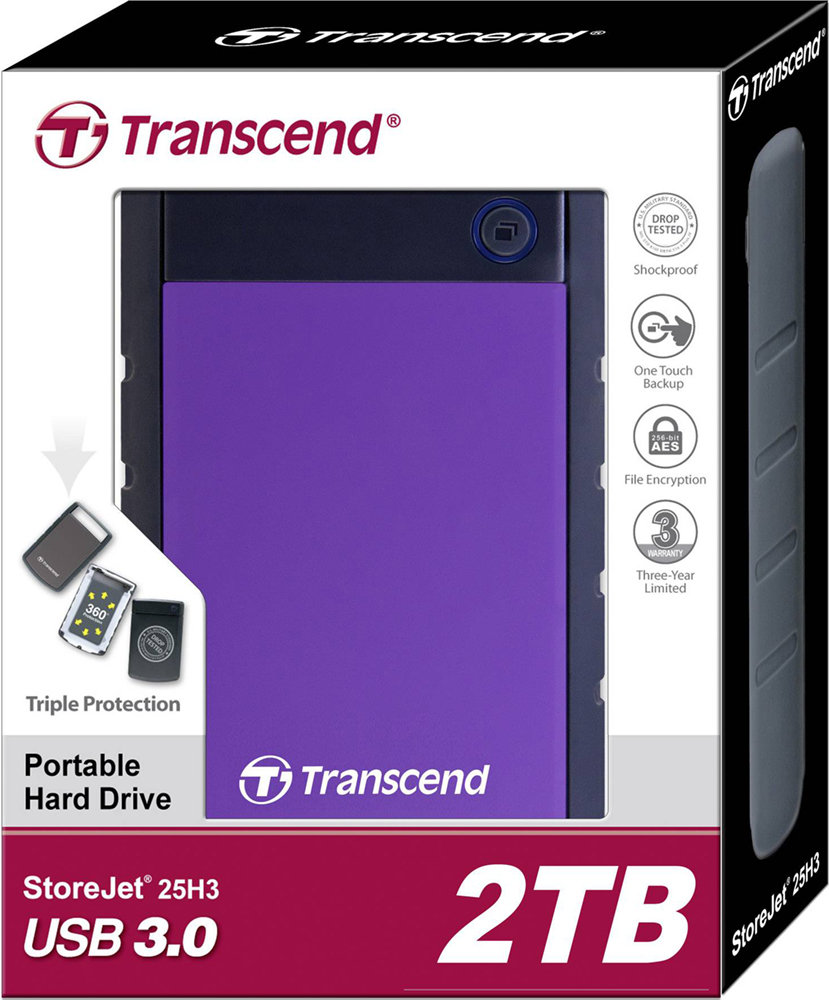 Зовнішній жорсткий диск 2.5" TRANSCEND StoreJet 25H3 2TB USB Purple (TS2TSJ25H3P) · 6