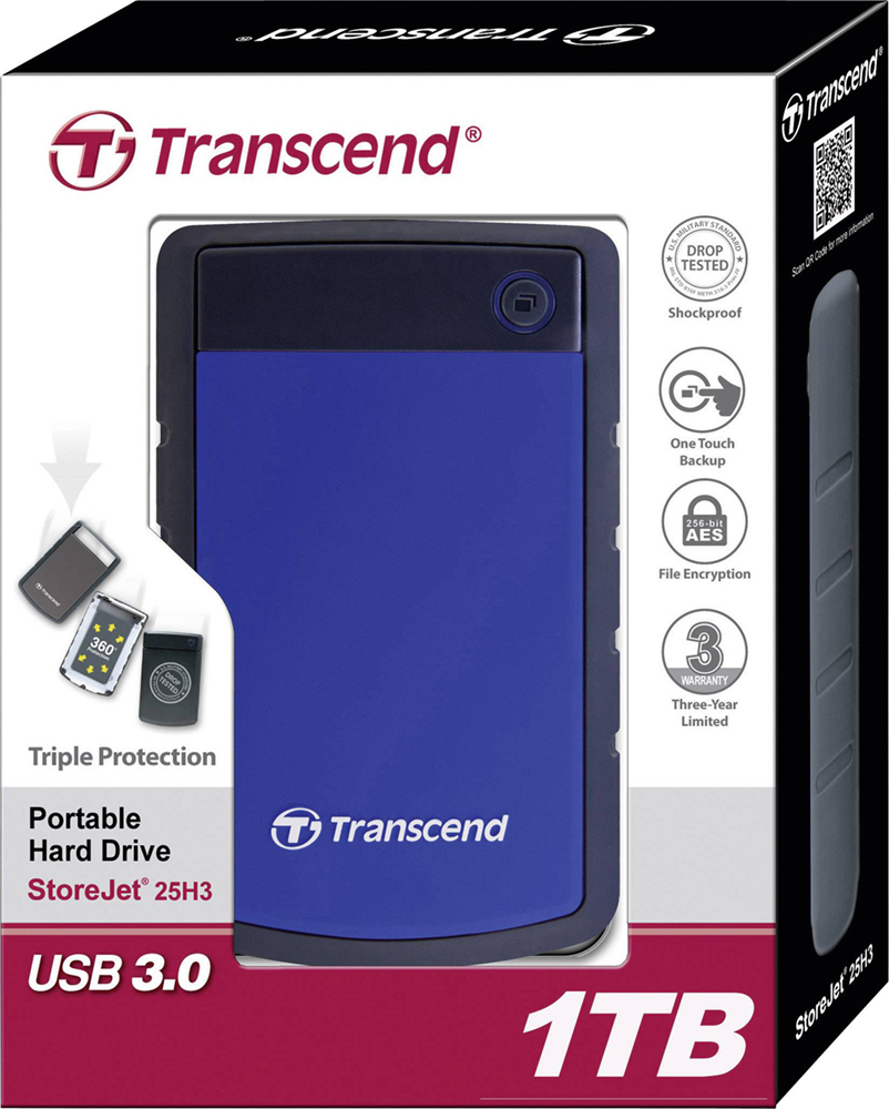 Зовнішній жорсткий диск 2.5" TRANSCEND StoreJet 25H3 1TB USB Blue (TS1TSJ25H3B) · 6