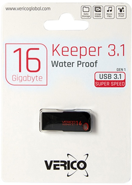 

Накопитель Verico USB 16Gb Keeper Black+Red
