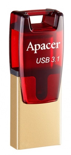 Накопичувач USB 16GB Apacer AH180 Type-C Dual USB 3.1 Red в Києві