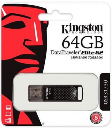 Накопичувач Kingston 64GB USB 3.1 DT Elite G2 Metal Black в Києві