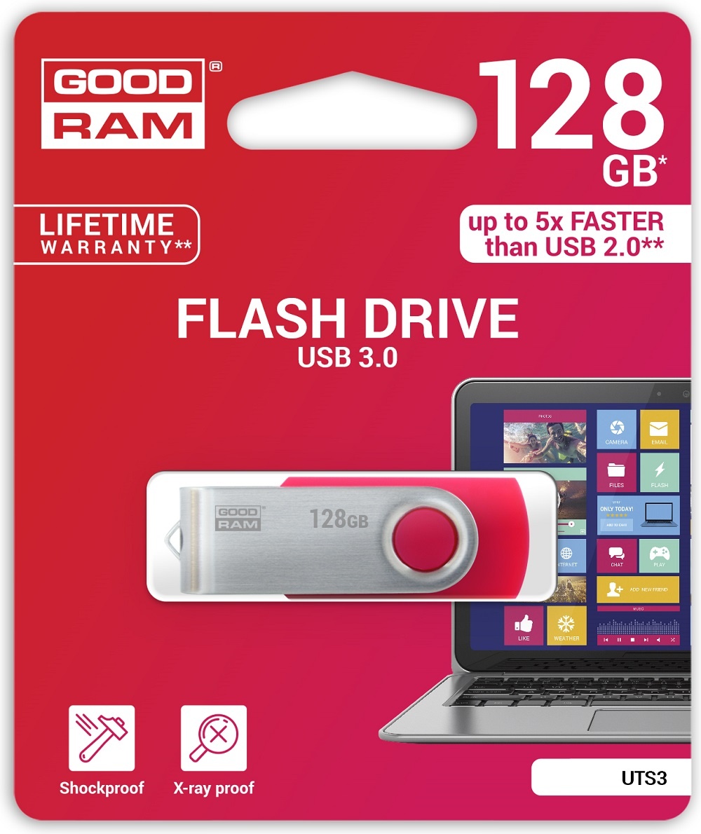 

Накопитель USB 3.0 128GB Goodram UTS3 Twister Red (UTS3-1280R0R11)