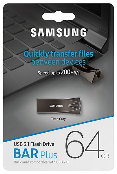 

Накопитель USB 64GB Samsung Bar Plus Titan Gray (MUF-64BE4/APC)