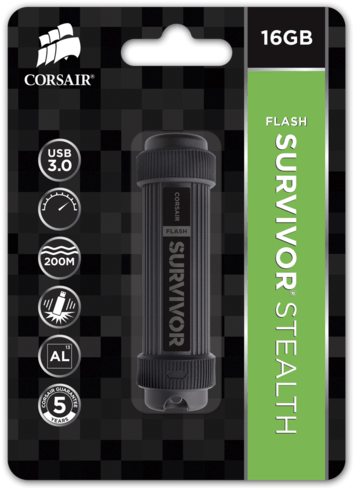 

Накопитель USB CORSAIR Survivor Stealth 16GB (CMFSS3B-16GB)