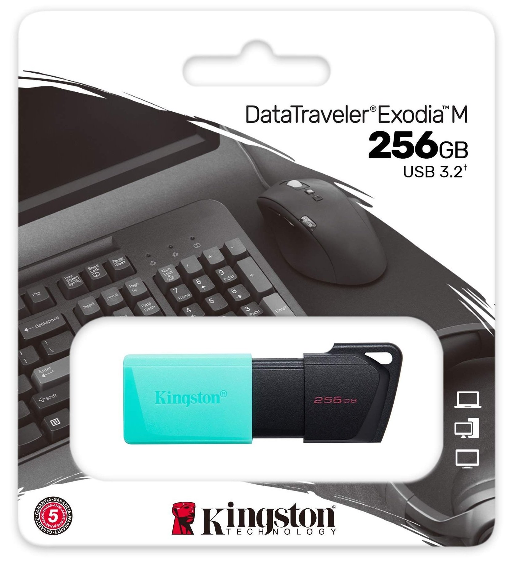 USB-накопичувач 128GB KINGSTON DataTraveler Exodia M USB 3.2 Black/Teal (DTXM/256GB) · 3