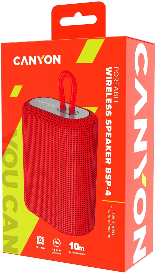 Портативна акустика CANYON BSP-4 BT V5.0 Red (CNE-CBTSP4R) · 4