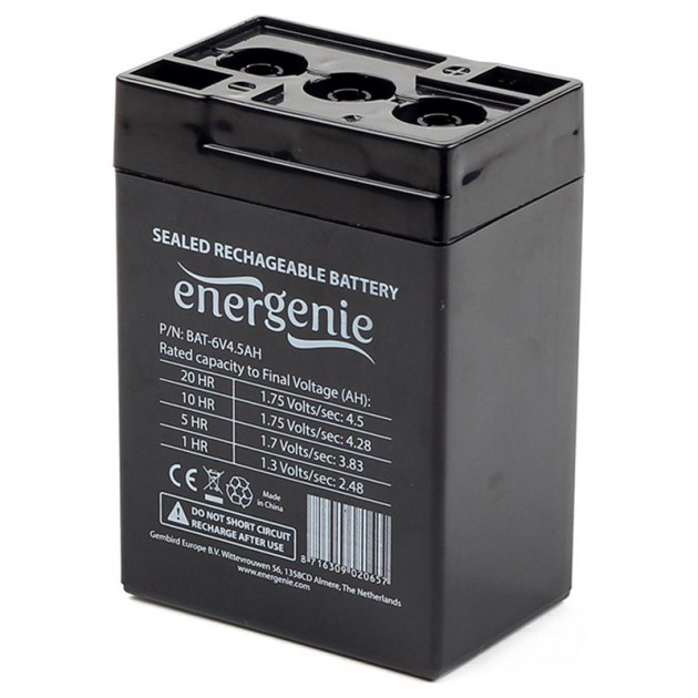 

Аккумуляторная батарея EnerGenie 6V 4.5 AH (BAT-6V4.5AH)