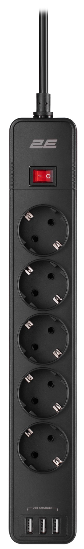 Мережевий фільтр 2E 5р 2м Black (SP515M2USBBK) в Києві