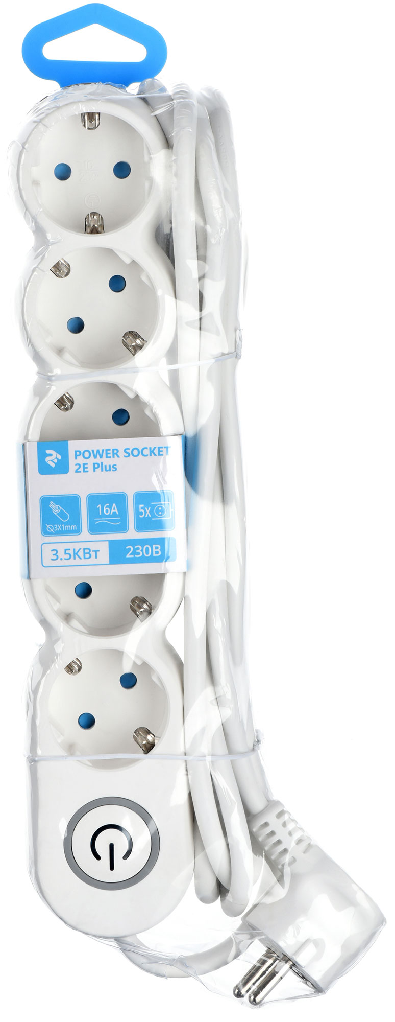 Мережевий фільтр 2Е Plus 5XSchuko 3G 5р 3м White · 5