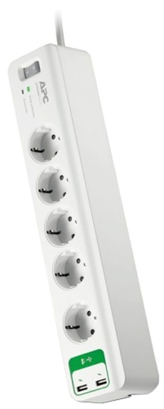 Сетевой фильтр APC Essential SurgeArrest 5р 1.8м 2USB White (PM5U-RS) в Киеве