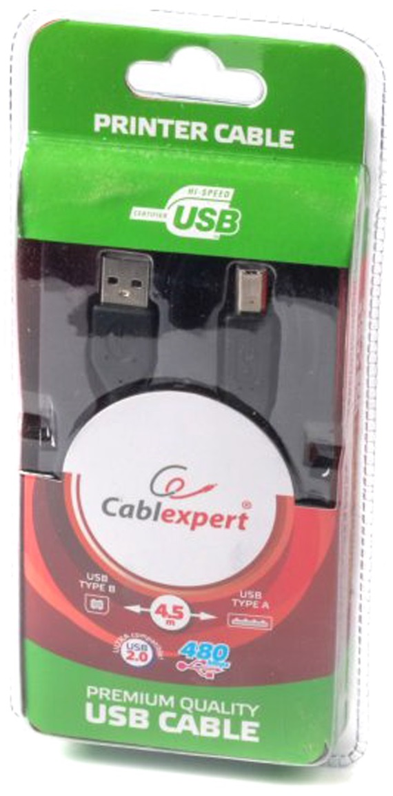 

Кабель Cablexpert USB 2.0 AM/BM 4.5m (CCB-USB2-AMBM-15)