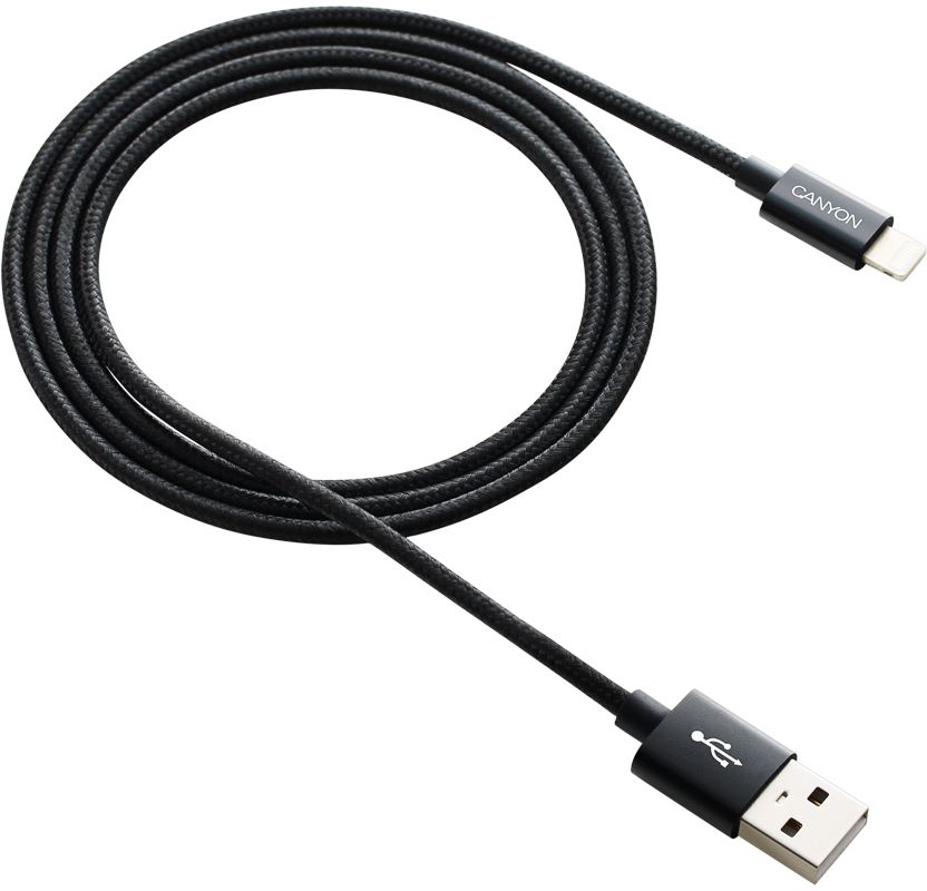 Кабель CANYON CFI-3 Lightning - USB 1 м Black (CNE-CFI3B) в Києві