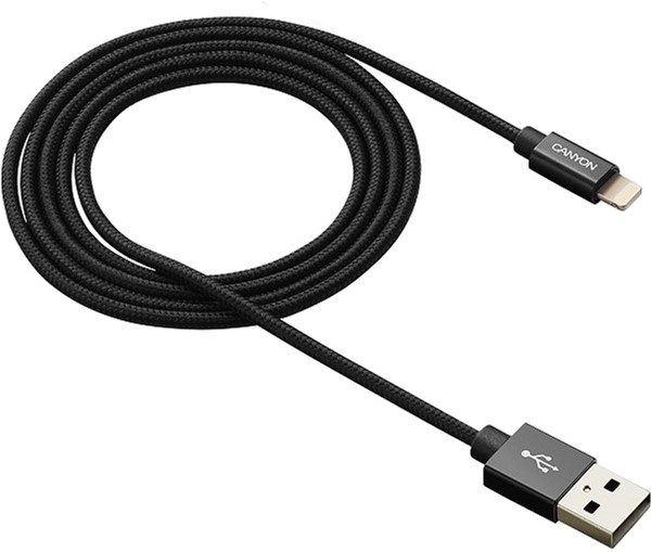 Кабель CANYON MFI-3 Lightning - USB 1 м Black (CNS-MFIC3B) в Києві