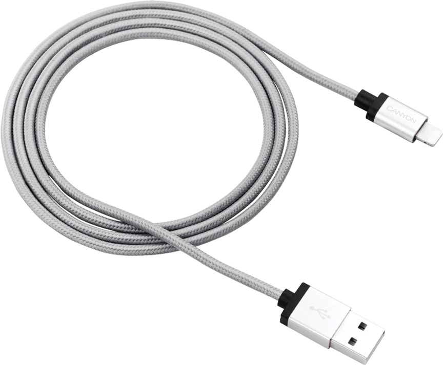 Кабель CANYON MFI-3 Lightning - USB 1 м Grey (CNS-MFIC3DG) в Києві