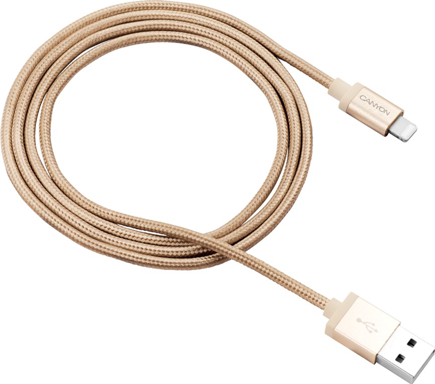 Кабель CANYON MFI-3 Lightning - USB 1 м Gold (CNS-MFIC3GO) в Києві