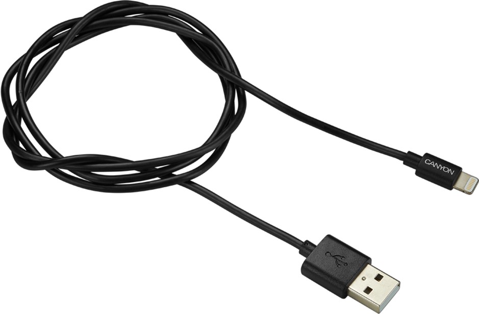 Кабель CANYON MFI-1 Lightning - USB 1 м Black (CNS-MFICAB01B) в Києві