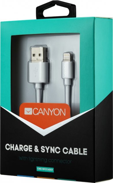 Кабель CANYON MFI-1 Lightning - USB 1 м White (CNS-MFICAB01W) · 3