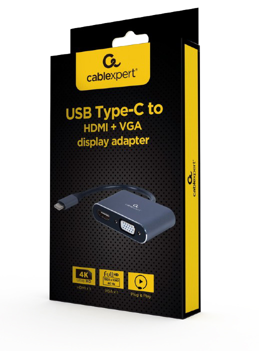 Адаптер CABLEXPERT USB-C - HDMI/VGA (A-USB3C-HDMIVGA-01) · 3